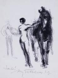 Max Feldbauer,Scholle,Akt mit Pferd,Lithografie,15 x 11 cm,signiert m.u., datiert (19)29