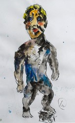 Markus Lüpertz,ohne Titel,Hölderlin,Gouache,Kreide,Papier