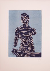 Markus Lüpertz,Odysseus,Holzschnitt blau,2013,Papier,Luepertz,Grafik,Druckgrafik
