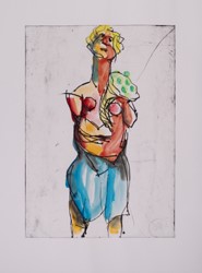 Markus Lüpertz,Markus Luepertz,Hölderlin,Radierung,Radierung aquarelliert,Unikat,mixed Media,Papier,Unikat aquarelliert