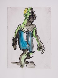 Markus Lüpertz,Markus Luepertz,Hölderlin,Radierung,Radierung aquarelliert,Unikat,mixed Media,Papier,Unikat aquarelliert