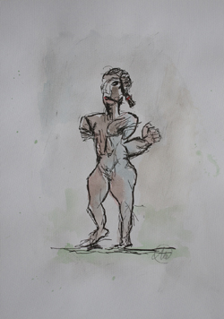 Markus Lüpertz,Mozart,Tusche und Gouache,Papier