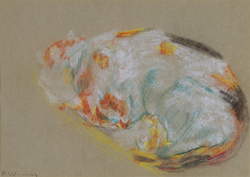 Paula Wimmer, Pstellkreide/Papier,Pastell,signiert,signiert r.u., Katzenknäuel,Paula Wimmer, Katzen,Katze,junge Katze, Katzenfamilie, Öl/Leinwand, signiert, Dachau, Künstlerin, Feldbauer Schülerin, Berlin